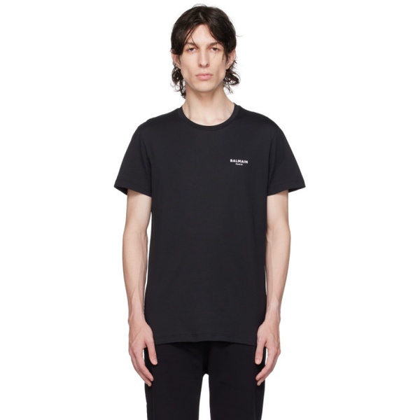 발망 발망 Balmain Black Flocked T-Shirt 232251M213023