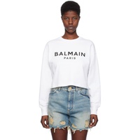 발망 Balmain White Printed Sweatshirt 241251F098002