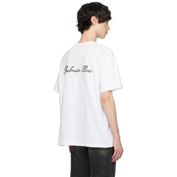 발망 발망 Balmain White Embroidered T-Shirt 241251M213014