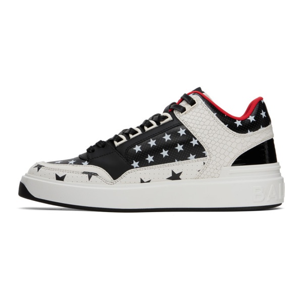 발망 발망 Balmain Black & White B-Court Mid Top Star Sneakers 241251M237002