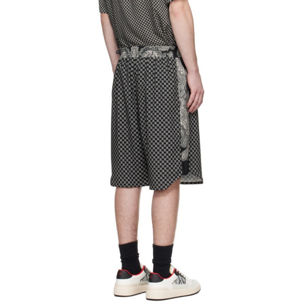 발망 발망 Balmain Black & 오프화이트 Off-White Printed Shorts 241251M193001