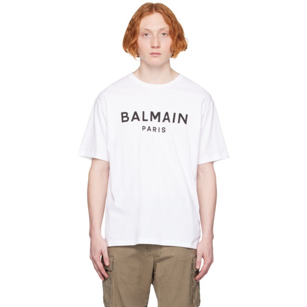 발망 발망 Balmain White Printed T-Shirt 231251M213008
