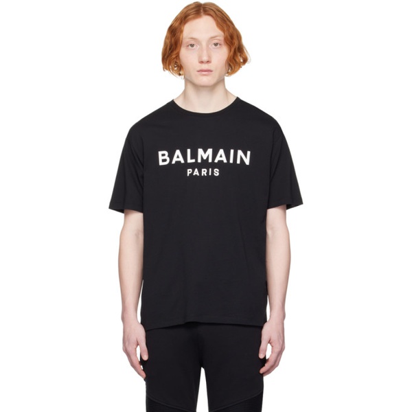 발망 발망 Balmain Black Printed T-Shirt 231251M213007