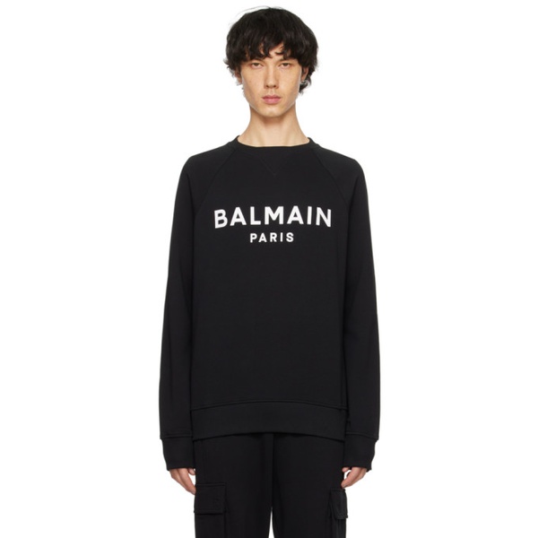 발망 발망 Balmain Black Printed Sweatshirt 241251M204013