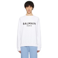 발망 Balmain White Printed Sweatshirt 241251M204012