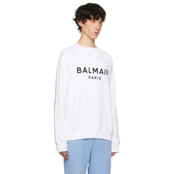 발망 발망 Balmain White Printed Sweatshirt 241251M204012