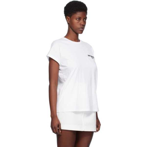 발망 발망 Balmain White Flocked T-Shirt 241251F110010