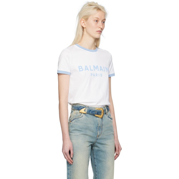 발망 발망 Balmain White Three-Button T-Shirt 241251F110012