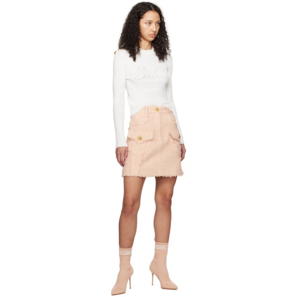 발망 발망 Balmain Pink Flap Pocket Miniskirt 241251F090002