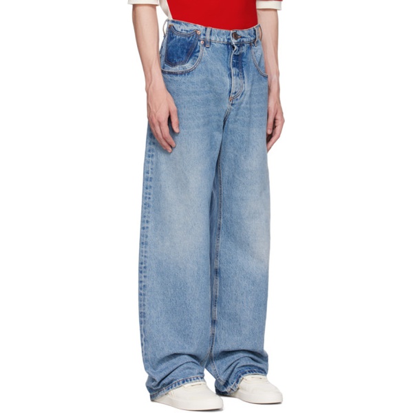 발망 발망 Balmain Blue Contrasted Pocket Jeans 232251M186001