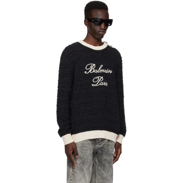 발망 발망 Balmain Black Embroidered Sweater 241251M201004