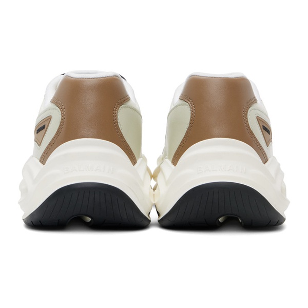 발망 발망 Balmain Beige & Brown Run-Row Leather Sneakers 241251M237048