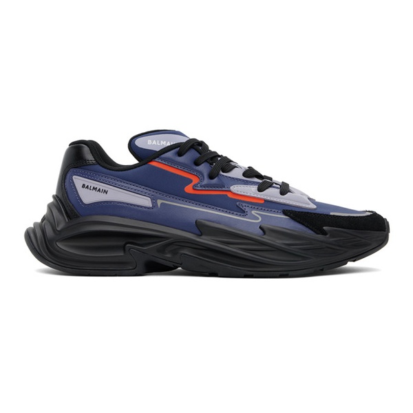 발망 발망 Balmain Black & Blue Run-Row Leather Sneakers 241251M237047