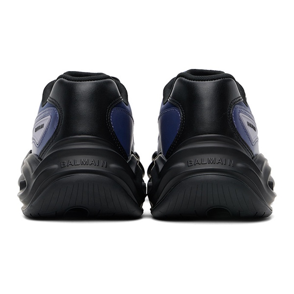 발망 발망 Balmain Black & Blue Run-Row Leather Sneakers 241251M237047