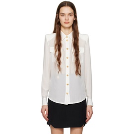 발망 Balmain White Button-Up Shirt 231251F109004