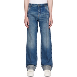 발망 Balmain Blue Straight Jeans 232251M186005