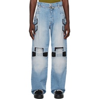 발망 Balmain Blue Velcro Strips Jeans 231251M186010
