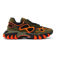발망 Balmain Khaki & Orange B-East Sneakers 232251M237023
