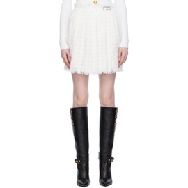 발망 Balmain White Fringed Miniskirt 231251F090053