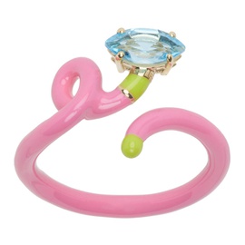 Bea Bongiasca Pink & Green Baby Vine Tendril Ring 241172F024000