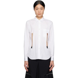 Black Comme des Garcons White Zip Vent Shirt 241935M192000