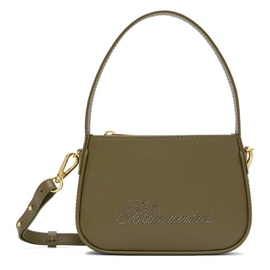 블루마린 Blumarine Khaki Nappa Leather Rhinestone Logo Bag 241901F046002