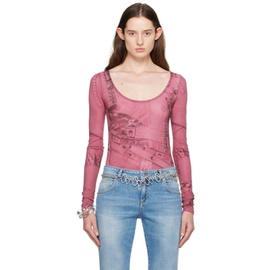 블루마린 Blumarine Pink Printed Bodysuit 241901F358001