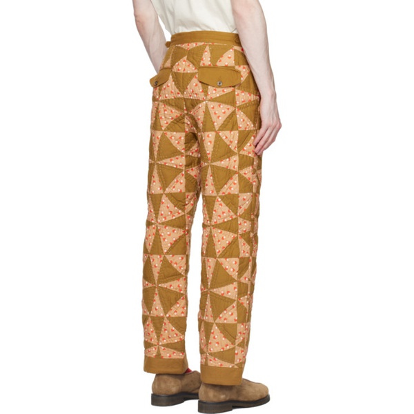  보디 Bode Khaki & Pink Kaleidoscope Quilt Trousers 231169M191017