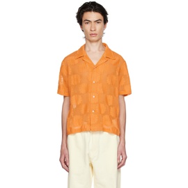 보디 Bode Orange Sunflower Shirt 232169M192005
