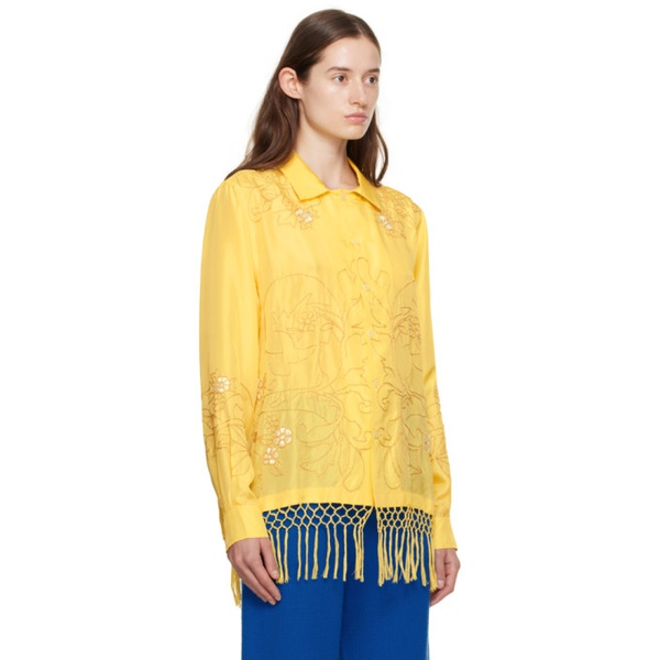  보디 Bode Yellow Paquerette Fringe Shirt 241169F109017
