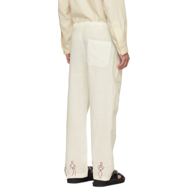  보디 Bode White Embroidered Blackjack Trousers 241169M191012