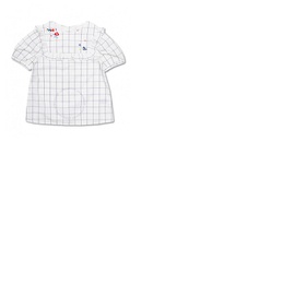 Bonpoint Girls White Lait Embroidered Checked Cotton Blouse S02GBLWO0501-302A