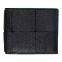 보테가 베네타 Bottega Veneta Black & Green Bi-Fold Wallet 231798M164036