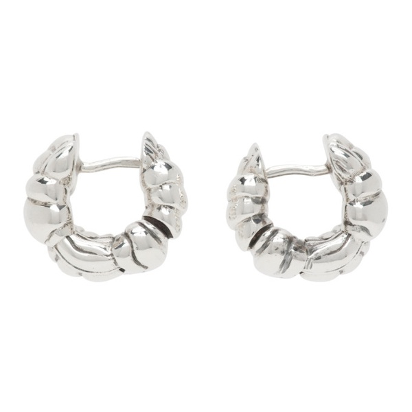 보테가베네타 보테가 베네타 Bottega Veneta Silver Mini Pleat Hoop Earrings 231798F022015
