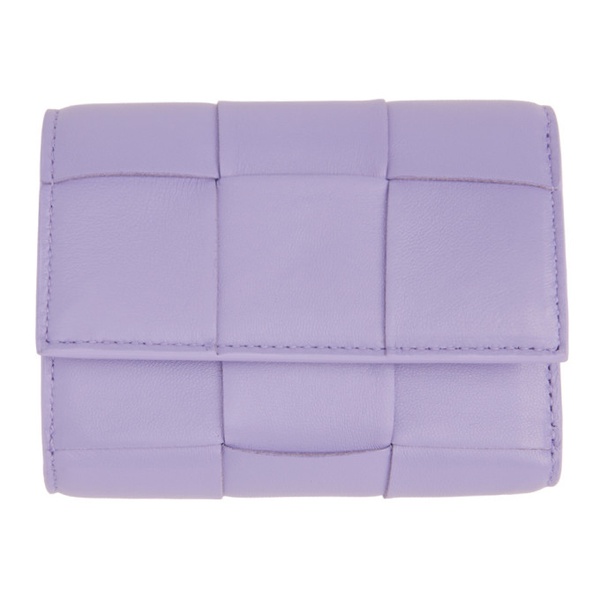 보테가베네타 보테가 베네타 Bottega Veneta Purple Leather Trifold Wallet 222798F040005