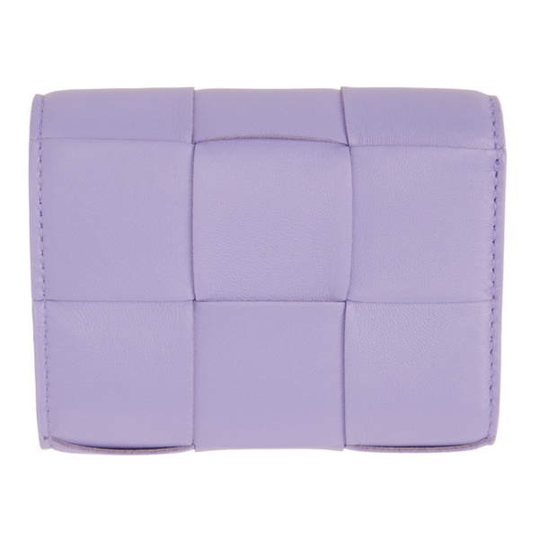 보테가베네타 보테가 베네타 Bottega Veneta Purple Leather Trifold Wallet 222798F040005