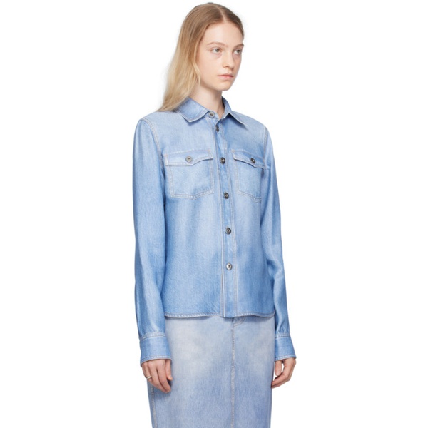 보테가베네타 보테가 베네타 Bottega Veneta Blue Printed Shirt 232798F109003