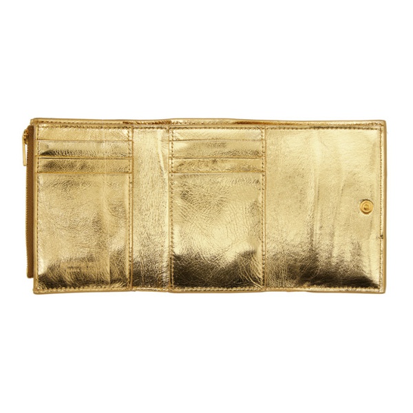보테가베네타 보테가 베네타 Bottega Veneta Gold Cassette Tri-Fold Zip Wallet 232798F040010