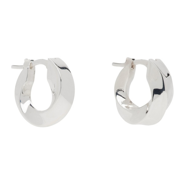 보테가베네타 보테가 베네타 Bottega Veneta Silver Small Twisted Hoop Earrings 241798F022017