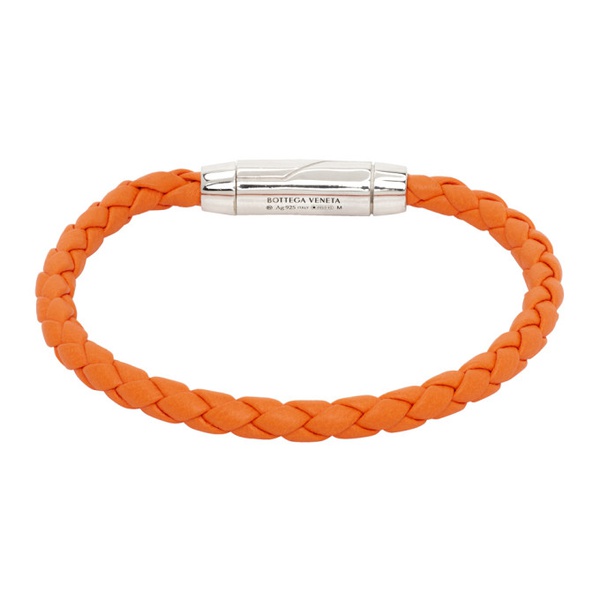 보테가베네타 보테가 베네타 Bottega Veneta Orange Braid Leather Bracelet 241798M142002