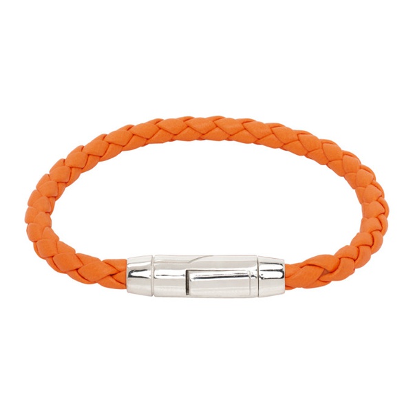 보테가베네타 보테가 베네타 Bottega Veneta Orange Braid Leather Bracelet 241798M142002