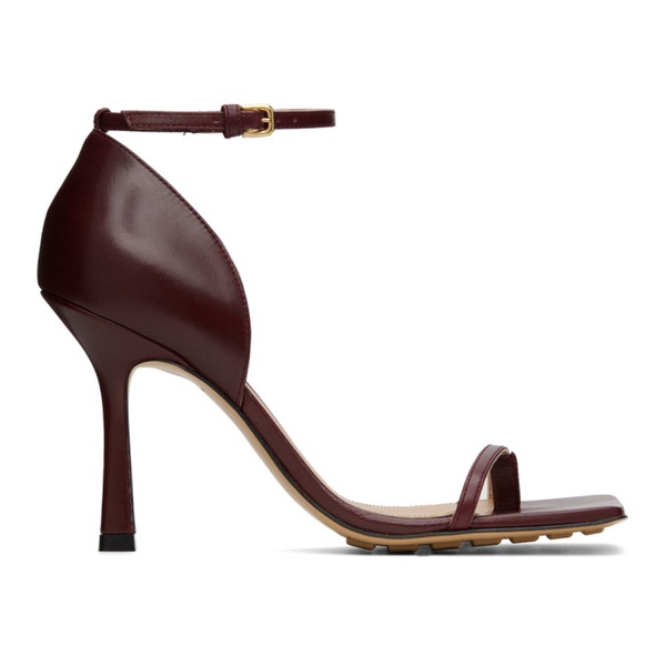 보테가베네타 보테가 베네타 Bottega Veneta Burgundy Stretch Strap Heeled Sandals 231798F125018