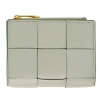 보테가 베네타 Bottega Veneta Green Small Cassette Bi-Fold Zip Wallet 241798F040000
