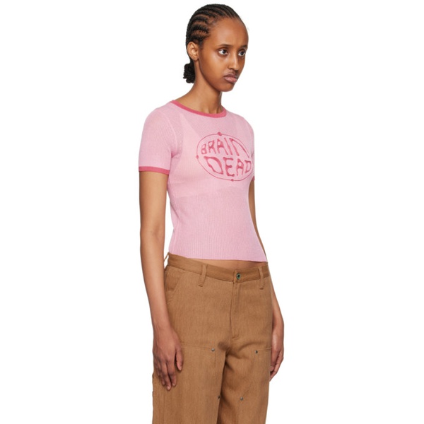 브레인 데드 Brain Dead Pink Worldwide T-Shirt 231266F110003