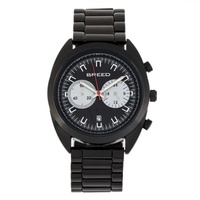 Breed MEN'S Racer Chronograph Genuine Leather Black Dial Watch 8503