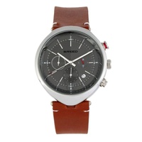 Breed MEN'S Tempest Chronograph Genuine Leather Grey Dial Watch BRD8604