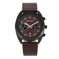 Breed MEN'S Racer Chronograph Leather Maroon Dial Watch 8507