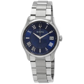 Bulova MEN'S Wilton Classic Stainless Steel Blue Dial Watch 96B386