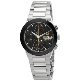 Bulova MEN'S Millennia Chronograph Stainless Steel Black Dial Watch 96C149