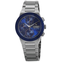 Bulova MEN'S Millennia Chronograph Stainless Steel Blue Dial Watch 98C143